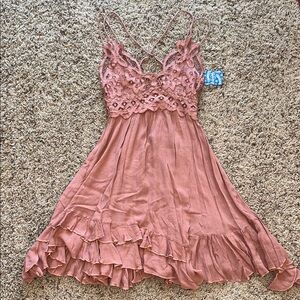 Free people intimately Lace Trimmed Pink Dress